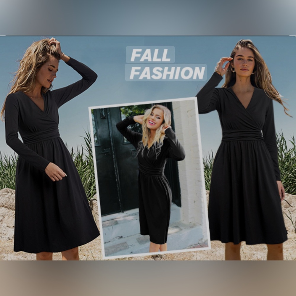 H&M Black Long Sleeve Wrap Dress